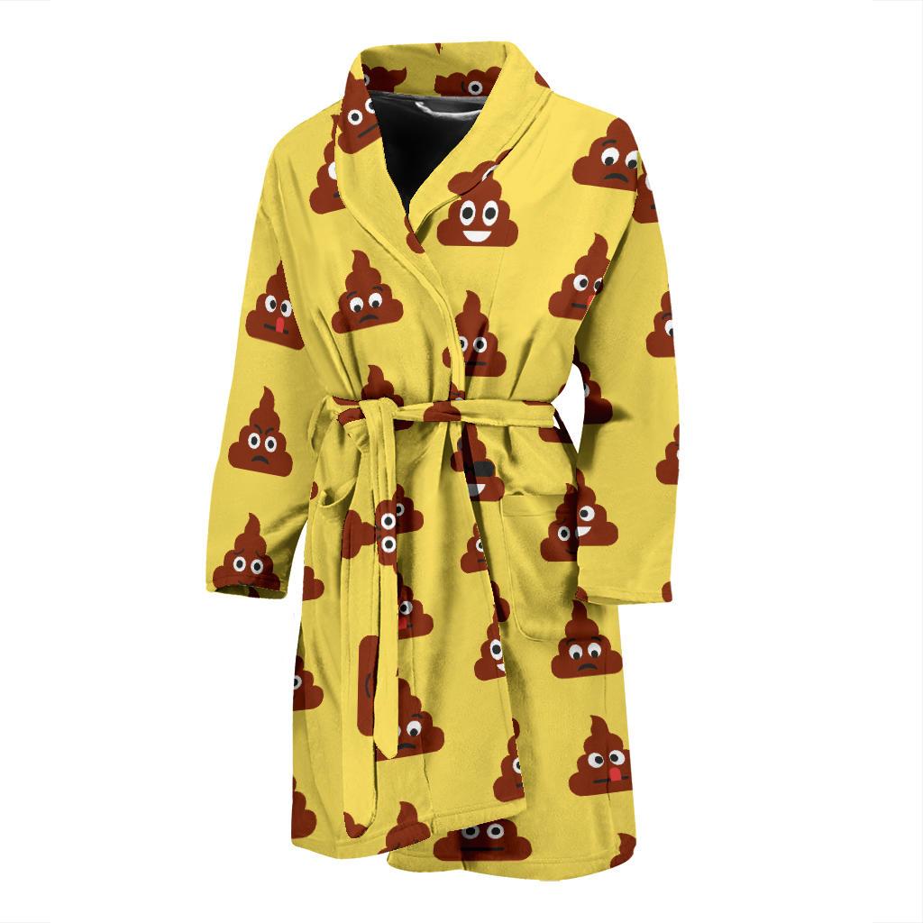 Emoji Poop Print Pattern Men Bath Robe-JTAMIGO.COM