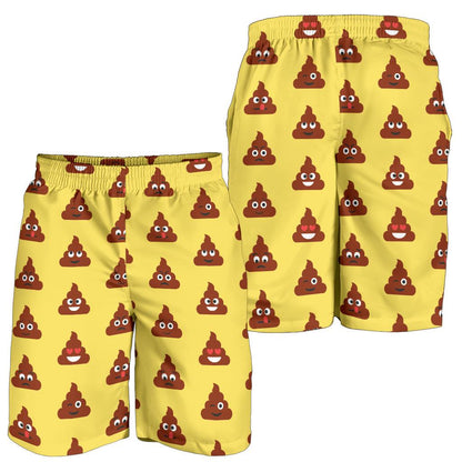 Emoji Poop Print Pattern Mens Shorts-JTAMIGO.COM