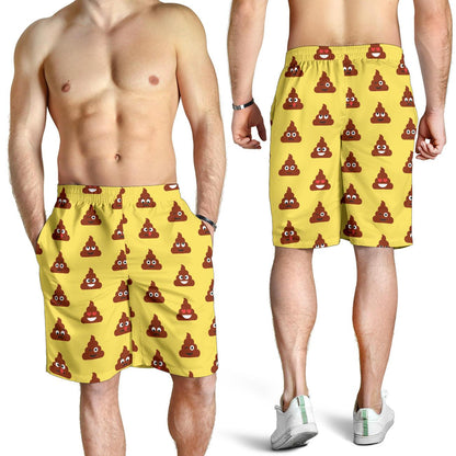 Emoji Poop Print Pattern Mens Shorts-JTAMIGO.COM