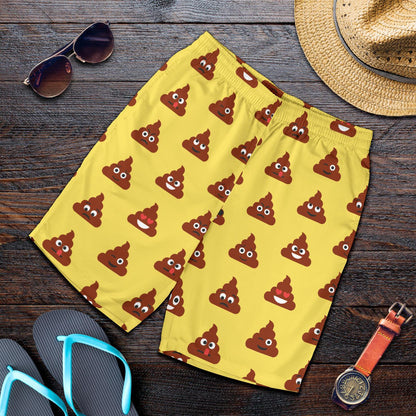 Emoji Poop Print Pattern Mens Shorts-JTAMIGO.COM