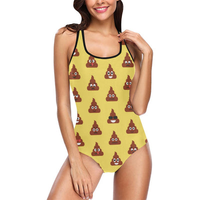 Emoji Poop Print Pattern One Piece Swimsuit-JTAMIGO.COM