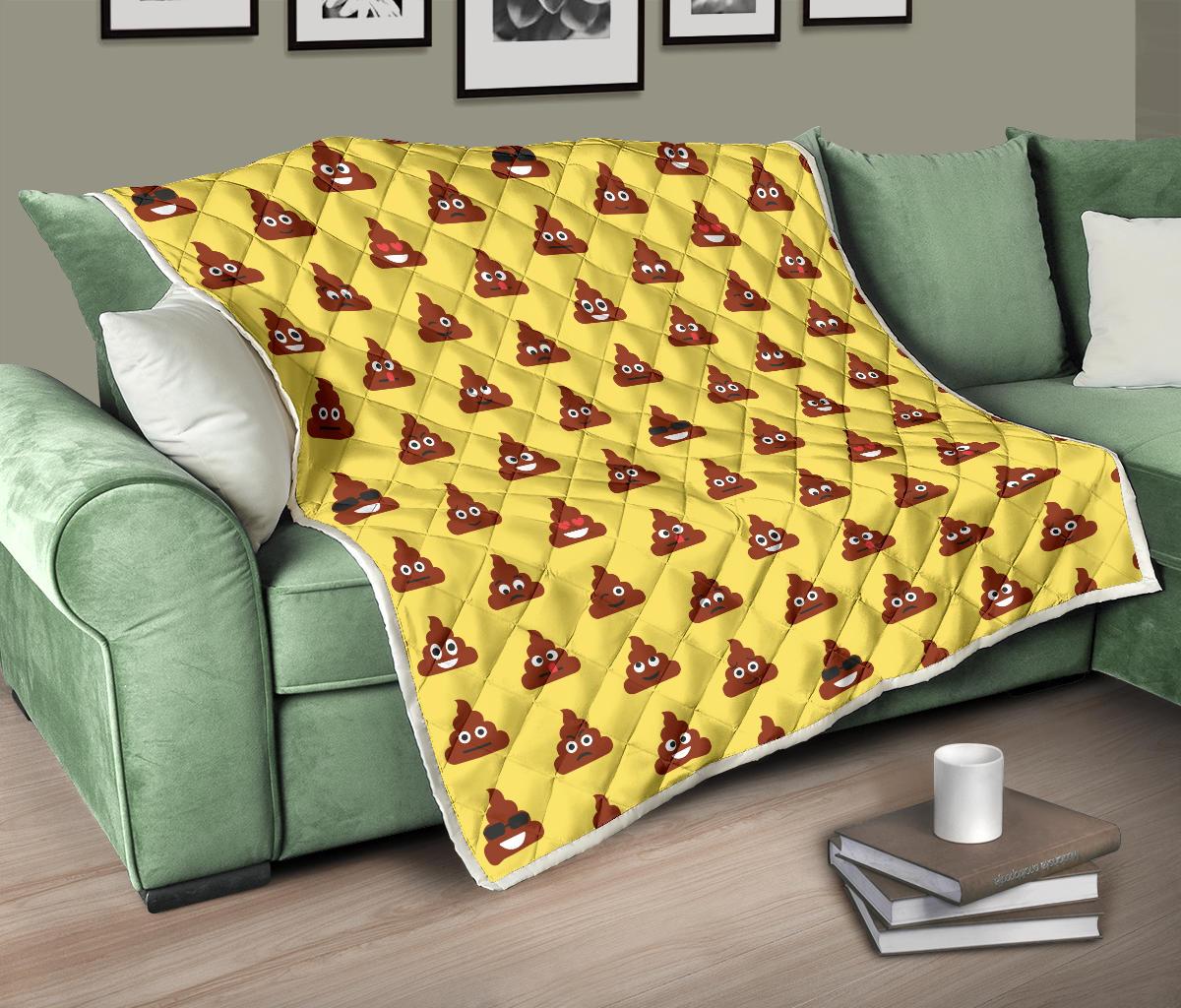 Emoji Poop Print Pattern Premium Quilt-JTAMIGO.COM