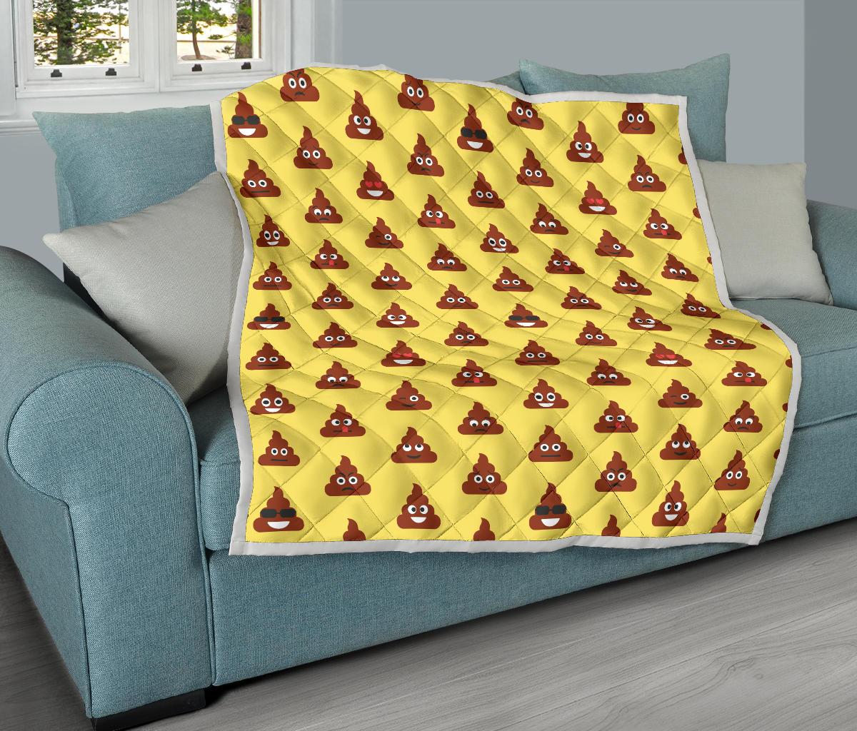 Emoji Poop Print Pattern Premium Quilt-JTAMIGO.COM