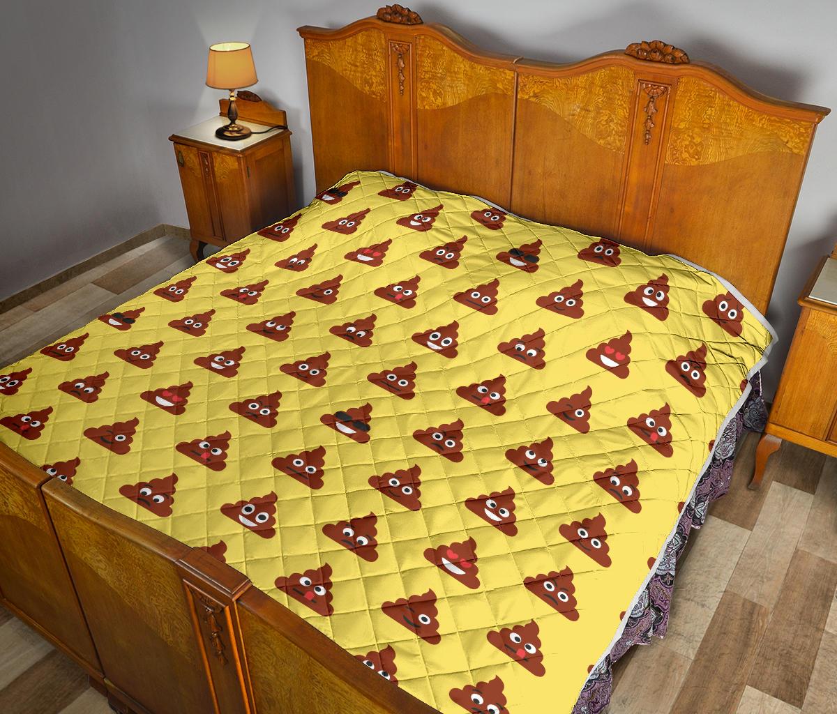 Emoji Poop Print Pattern Premium Quilt-JTAMIGO.COM