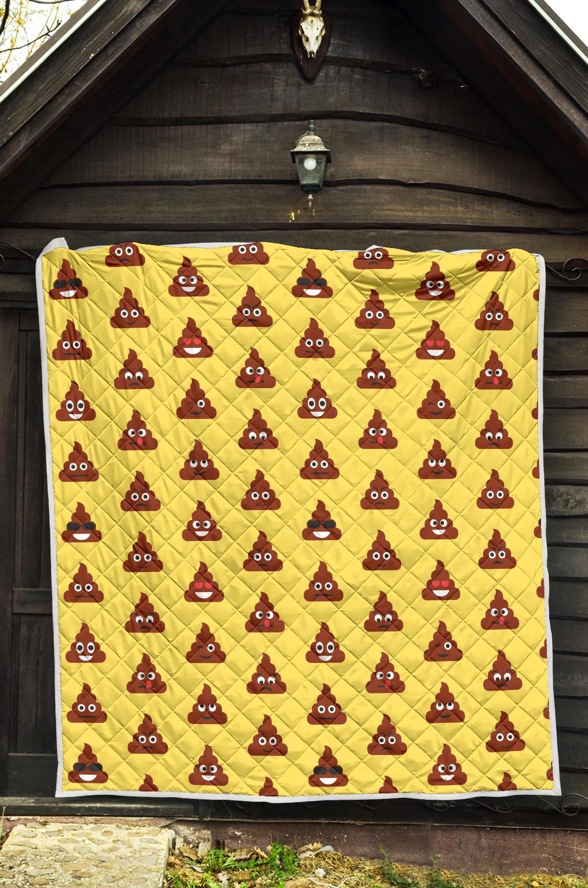 Emoji Poop Print Pattern Premium Quilt-JTAMIGO.COM