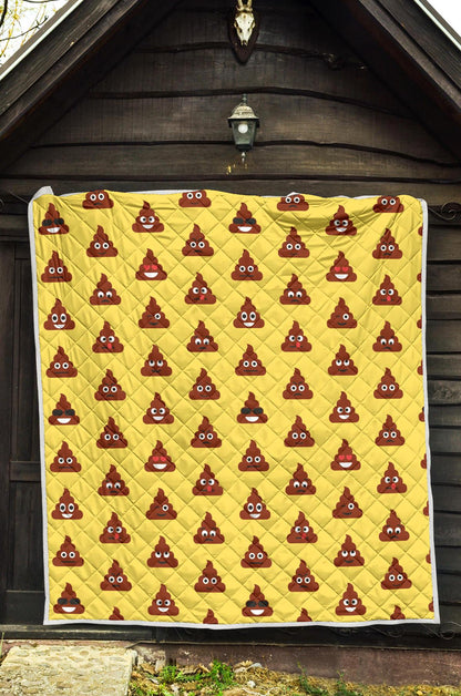 Emoji Poop Print Pattern Premium Quilt-JTAMIGO.COM