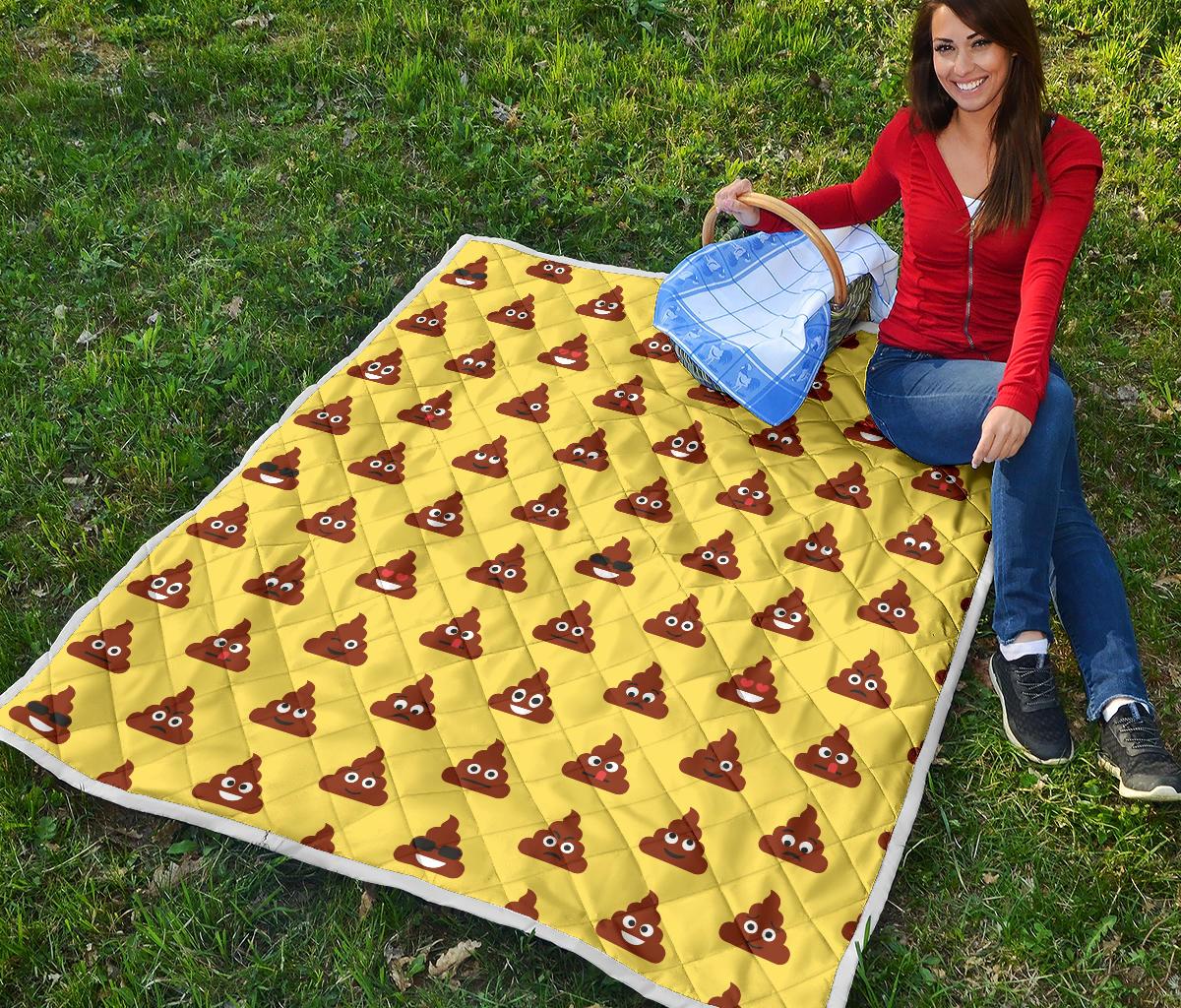 Emoji Poop Print Pattern Premium Quilt-JTAMIGO.COM