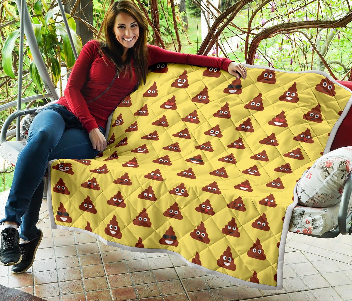 Emoji Poop Print Pattern Premium Quilt-JTAMIGO.COM
