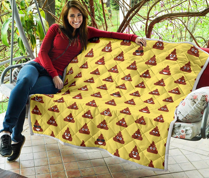 Emoji Poop Print Pattern Premium Quilt-JTAMIGO.COM