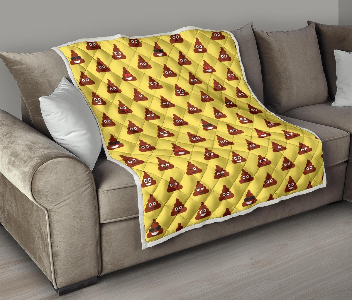 Emoji Poop Print Pattern Premium Quilt-JTAMIGO.COM
