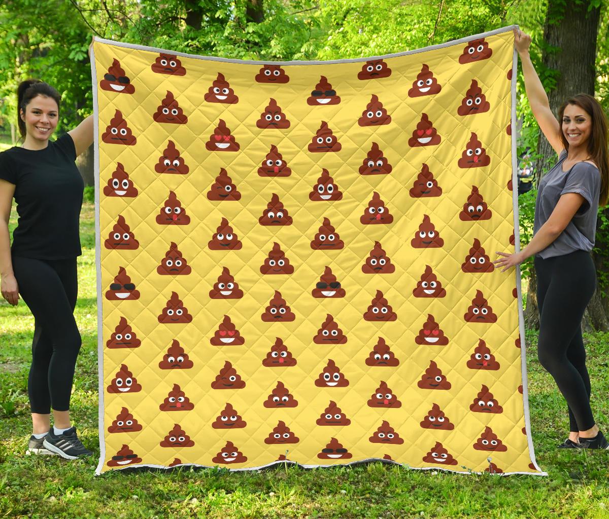Emoji Poop Print Pattern Premium Quilt-JTAMIGO.COM