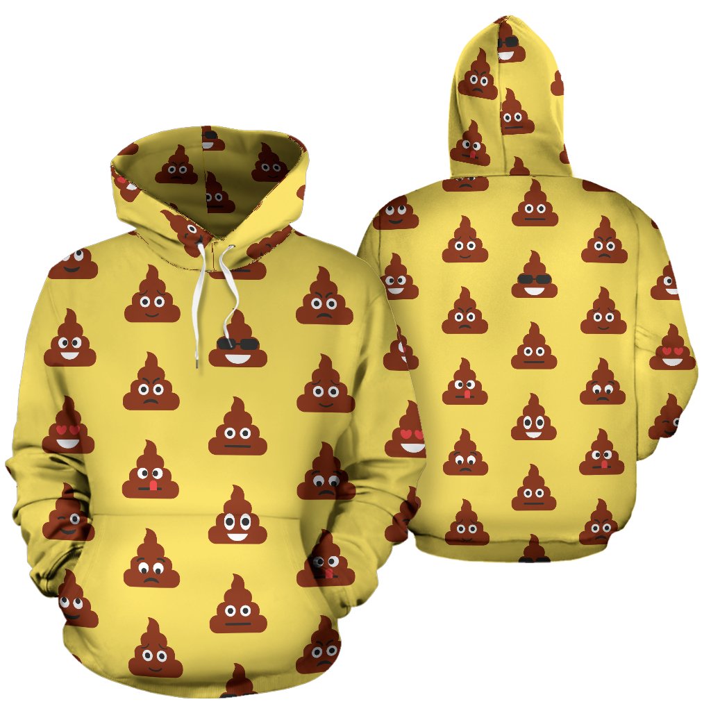 Emoji Poop Print Pattern Pullover Hoodie