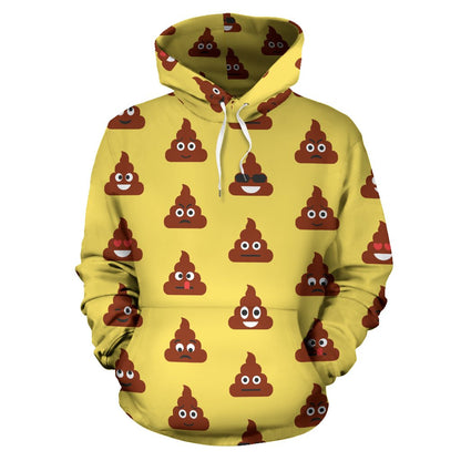 Emoji Poop Print Pattern Pullover Hoodie