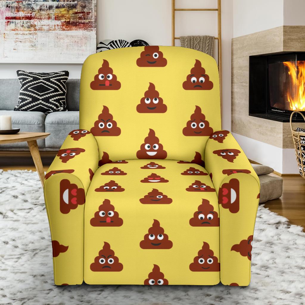 Emoji Poop Print Pattern Single Sofa Slipcover -JTAMIGO.COM