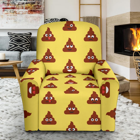 Emoji Poop Print Pattern Single Sofa Slipcover -JTAMIGO.COM