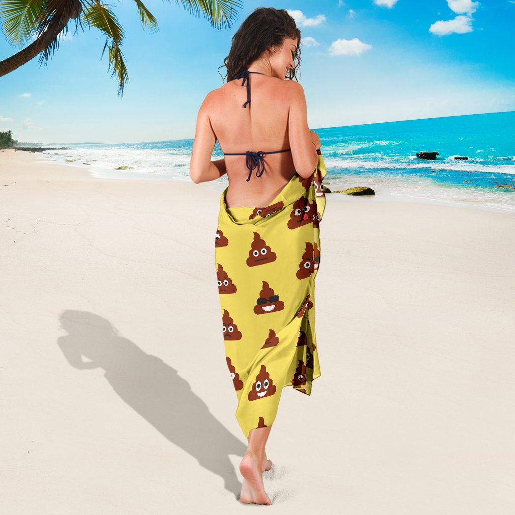 Emoji Poop Print Pattern Sarong Pareo Wrap