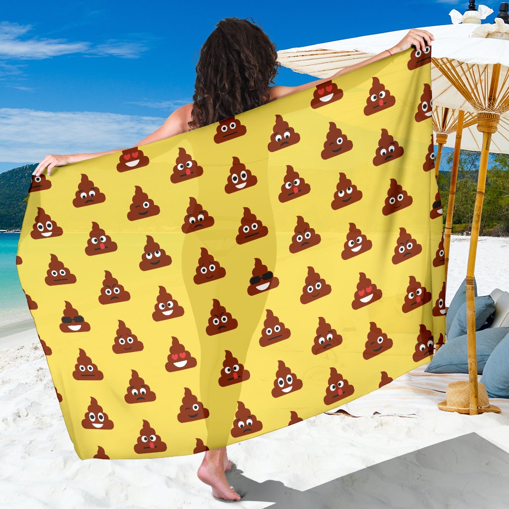 Emoji Poop Print Pattern Sarong Pareo Wrap