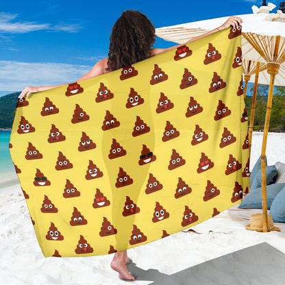 Emoji Poop Print Pattern Sarong Pareo Wrap
