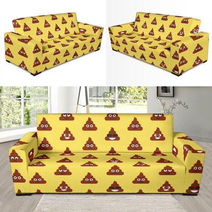 Emoji Poop Print Pattern Sofa Slipcover-JTAMIGO.COM
