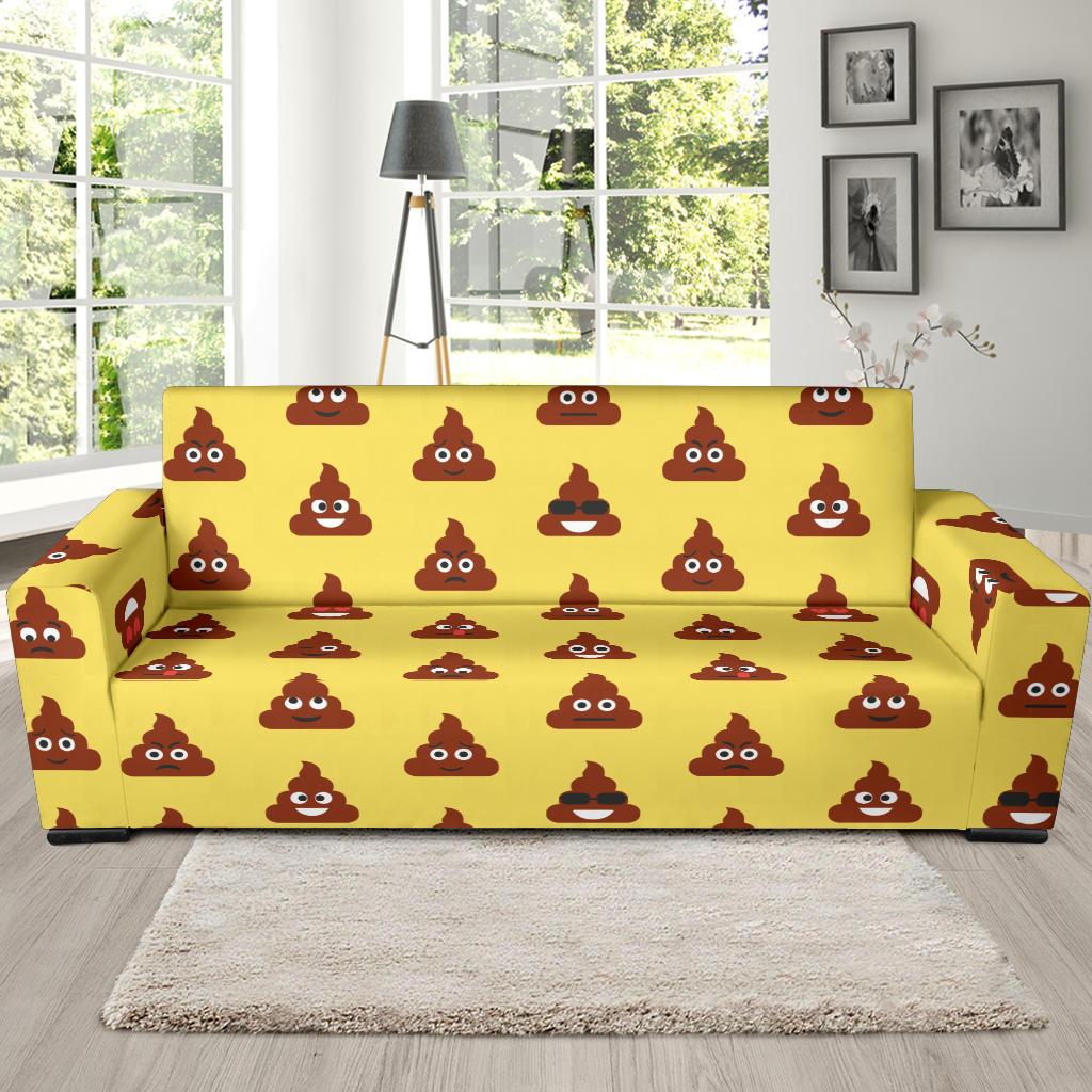 Emoji Poop Print Pattern Sofa Slipcover-JTAMIGO.COM