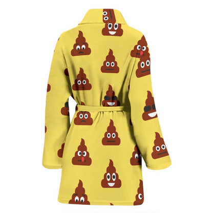 Emoji Poop Print Pattern Women Bath Robe-JTAMIGO.COM