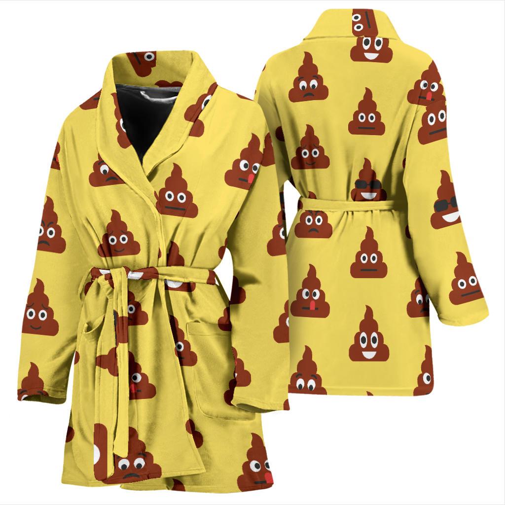 Emoji Poop Print Pattern Women Bath Robe-JTAMIGO.COM
