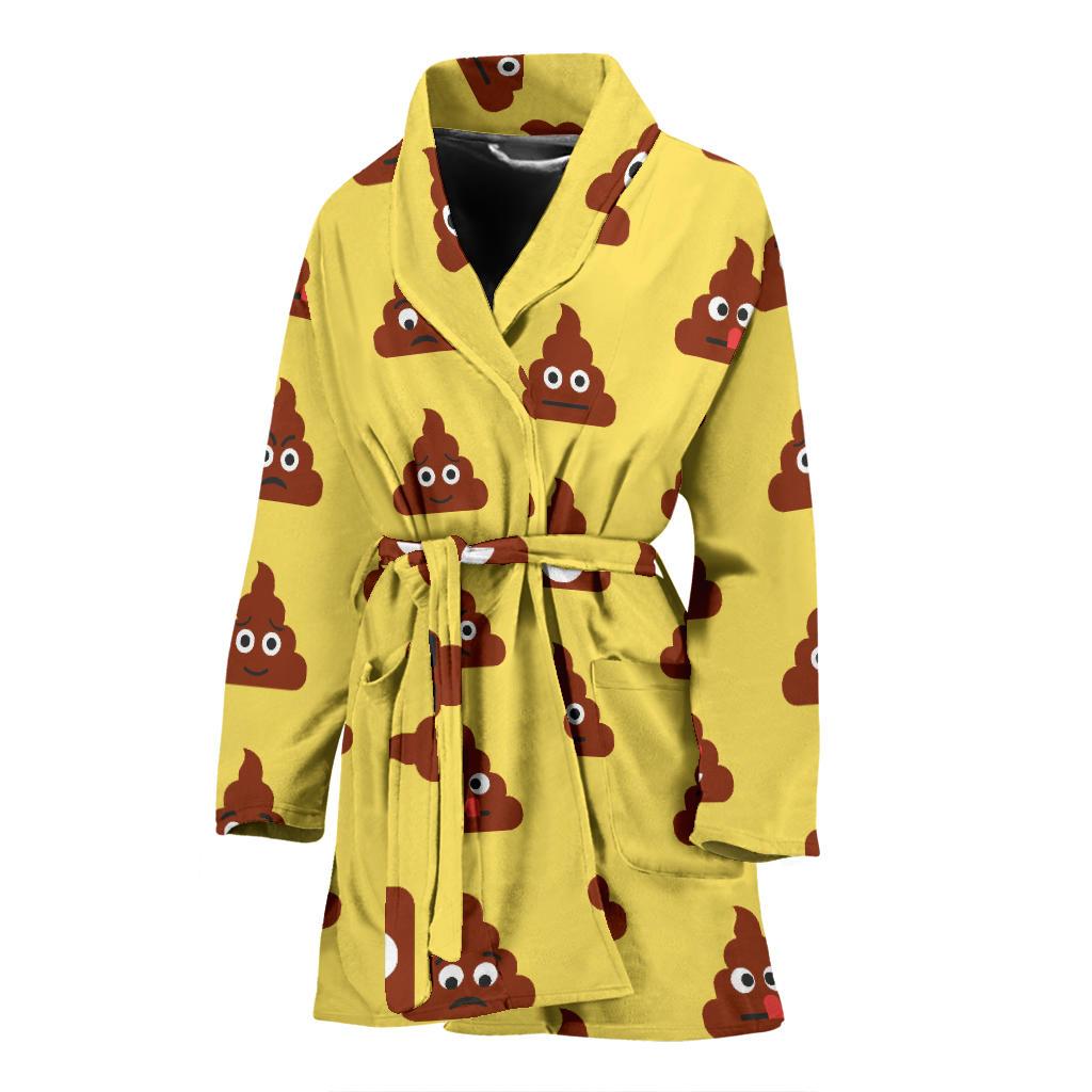 Emoji Poop Print Pattern Women Bath Robe-JTAMIGO.COM