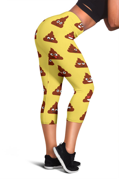 Emoji Poop Print Pattern Women Capris