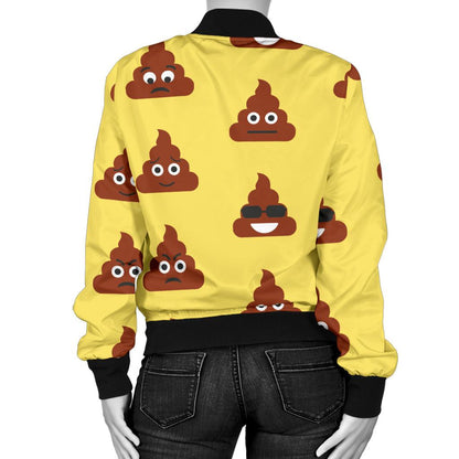 Emoji Poop Print Pattern Women Casual Bomber Jacket