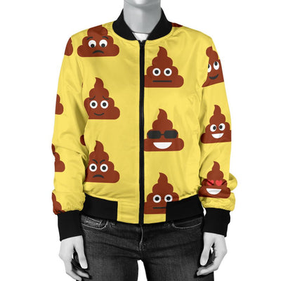 Emoji Poop Print Pattern Women Casual Bomber Jacket