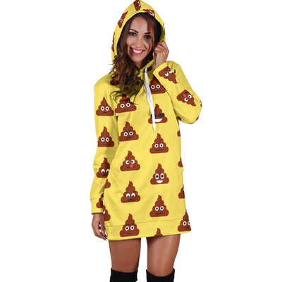 Emoji Poop Print Pattern Women Hoodie Dress