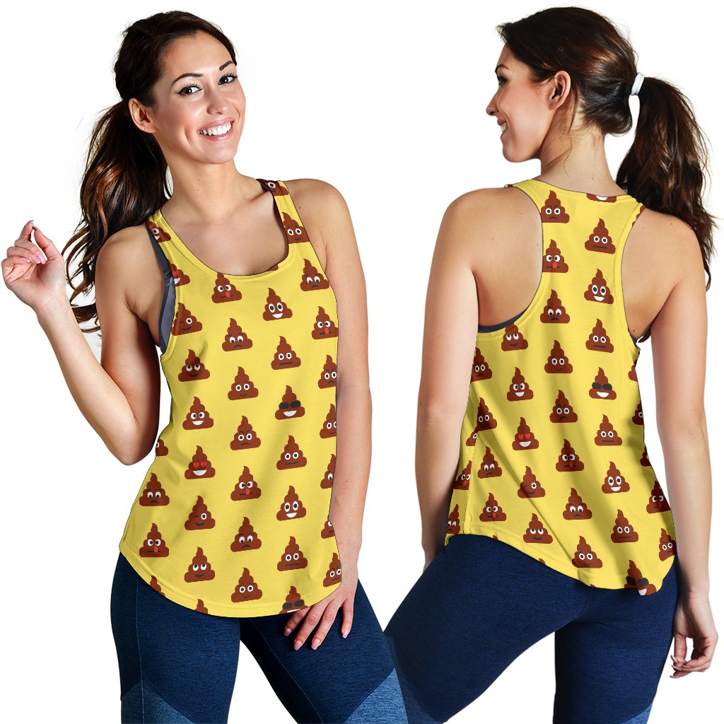 Emoji Poop Print Pattern Women Racerback Tank Top