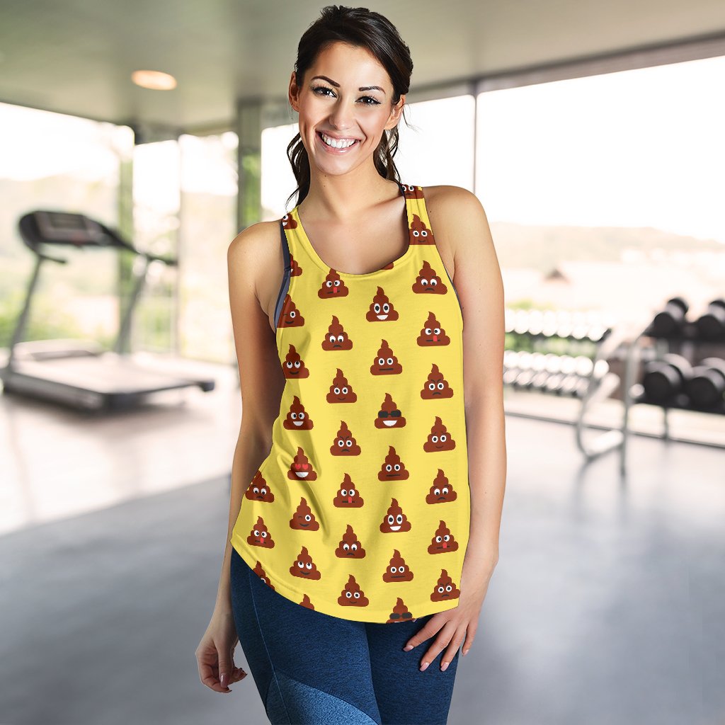 Emoji Poop Print Pattern Women Racerback Tank Top