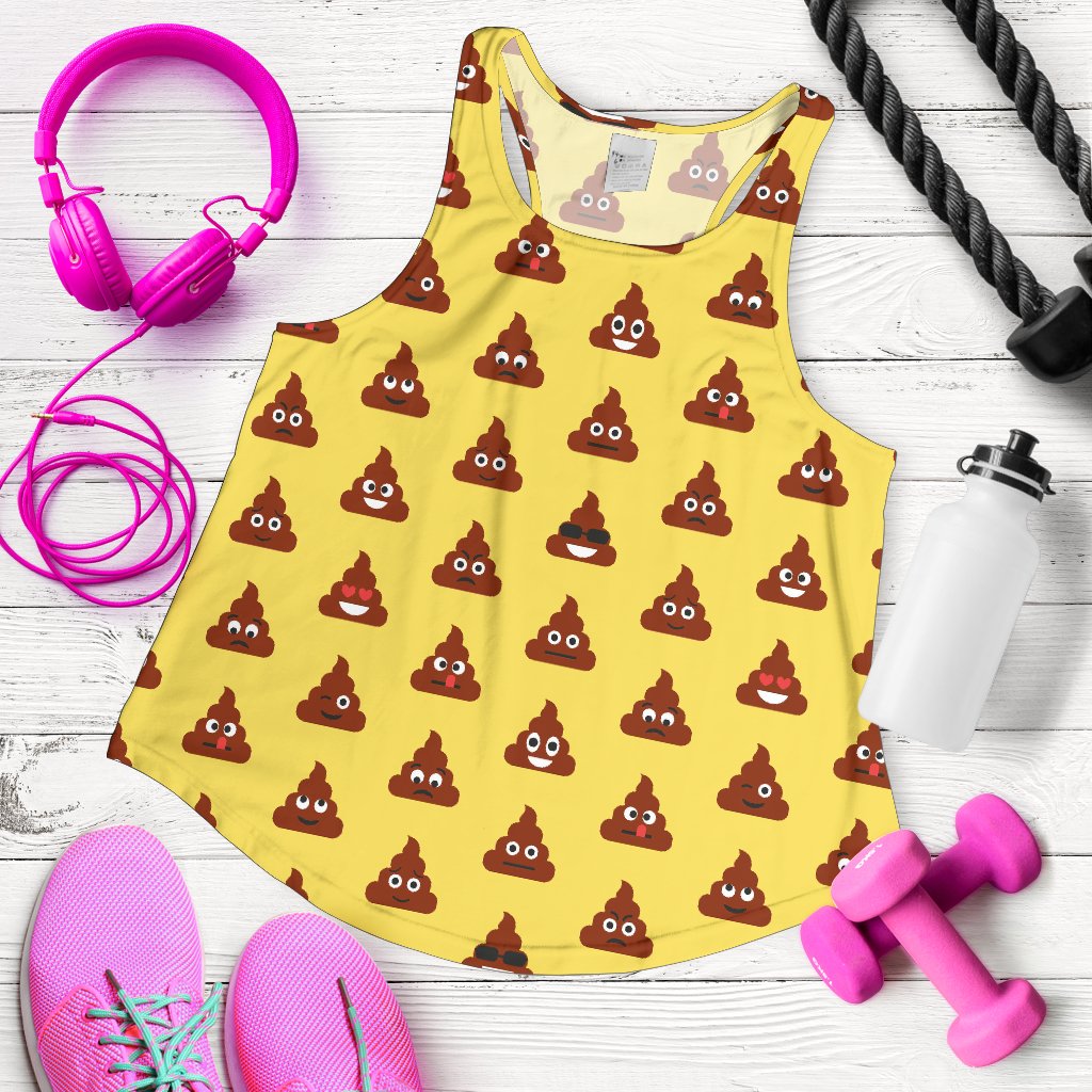 Emoji Poop Print Pattern Women Racerback Tank Top
