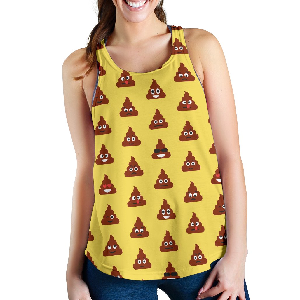 Emoji Poop Print Pattern Women Racerback Tank Top