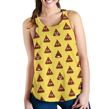 Emoji Poop Print Pattern Women Racerback Tank Top