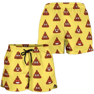 Emoji Poop Print Pattern Women Shorts-JTAMIGO.COM