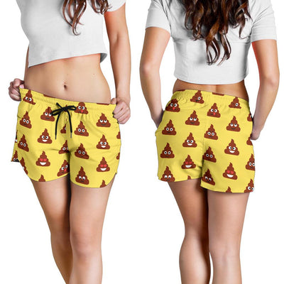 Emoji Poop Print Pattern Women Shorts-JTAMIGO.COM