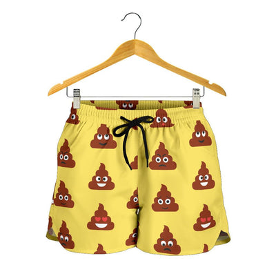 Emoji Poop Print Pattern Women Shorts-JTAMIGO.COM