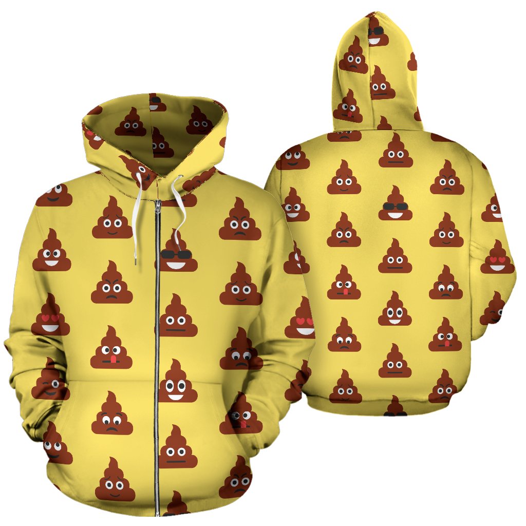 Emoji Poop Print Pattern Zip Up Hoodie