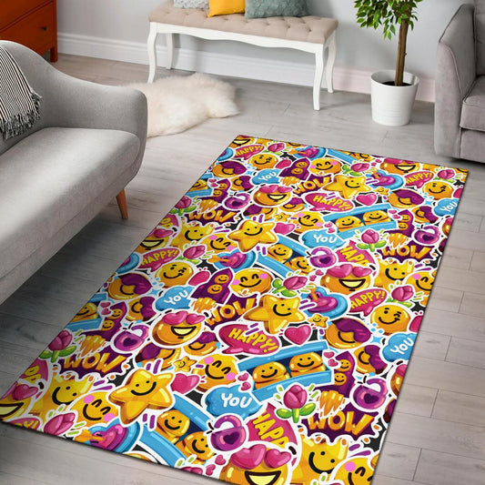 Emoji Sticker Print Pattern Area Rugs-JTAMIGO.COM
