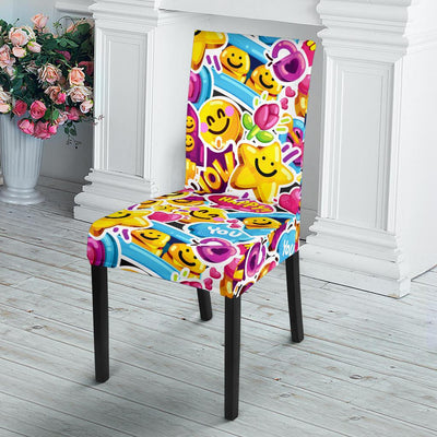 Emoji Sticker Print Pattern Dinning Chair Slipper-JTAMIGO.COM