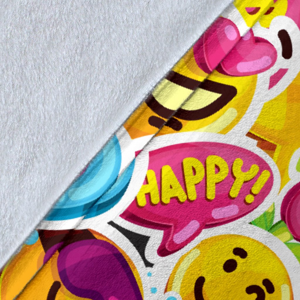 Emoji Sticker Print Pattern Fleece Blanket