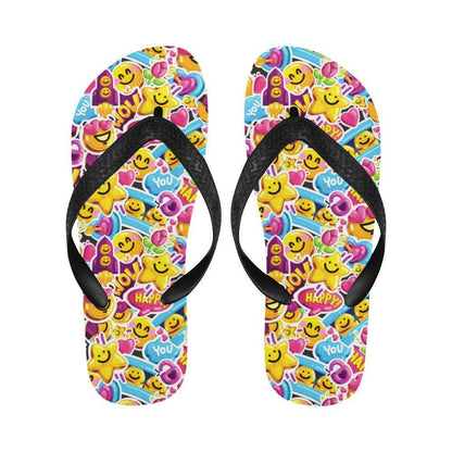 Emoji Sticker Print Pattern Flip Flops-JTAMIGO.COM