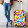 Emoji Sticker Print Pattern Luggage Cover Protector