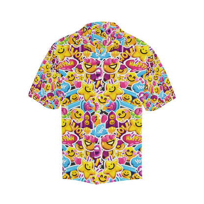 Emoji Sticker Print Pattern Men Aloha Hawaiian Shirt