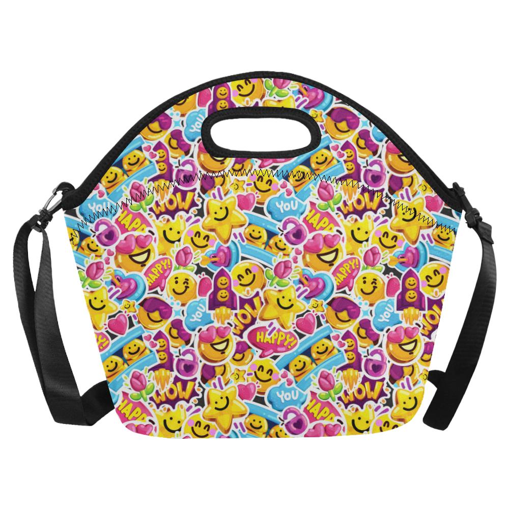 Emoji Sticker Print Pattern Neoprene Lunch Bag (Model 1669)(Large)-JTAMIGO.COM