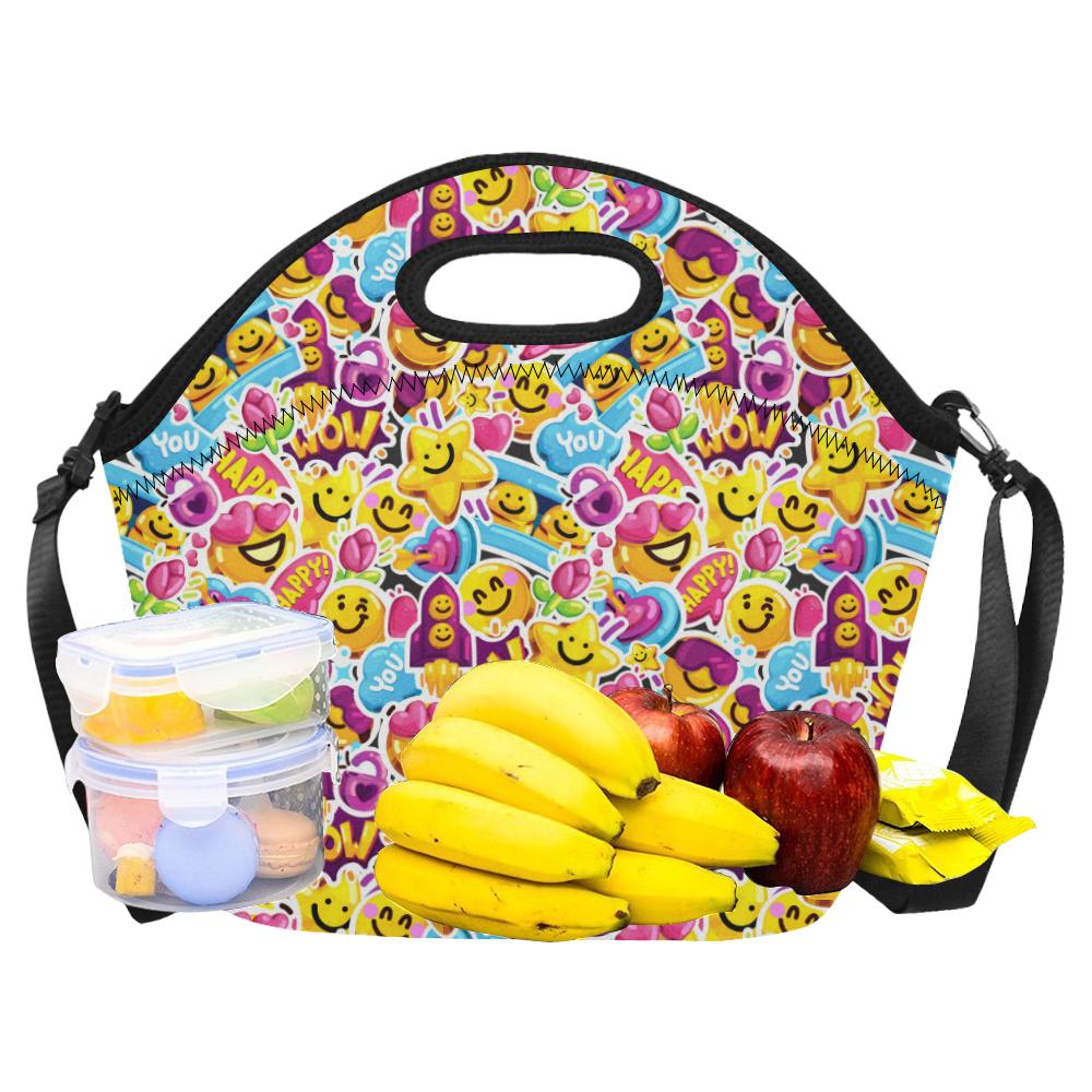 Emoji Sticker Print Pattern Neoprene Lunch Bag (Model 1669)(Large)-JTAMIGO.COM