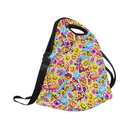 Emoji Sticker Print Pattern Neoprene Lunch Bag (Model 1669)(Large)-JTAMIGO.COM