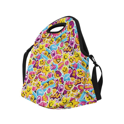 Emoji Sticker Print Pattern Neoprene Lunch Bag (Model 1669)(Large)-JTAMIGO.COM